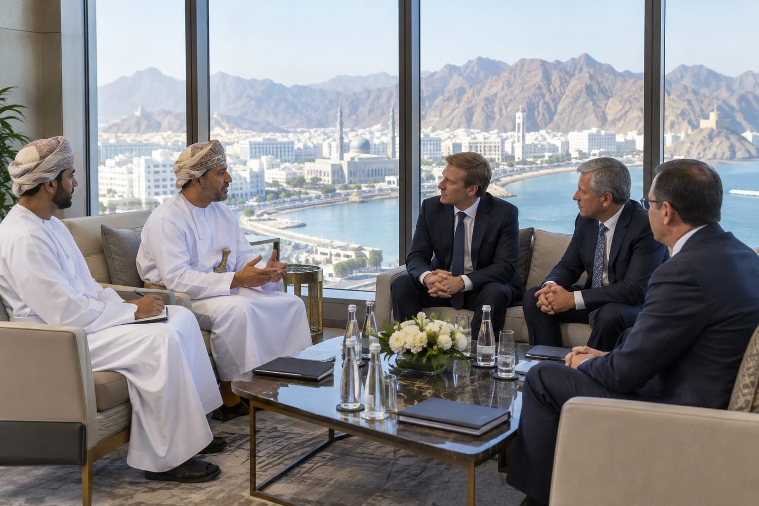 International business leaders meeting to discuss market opportunities